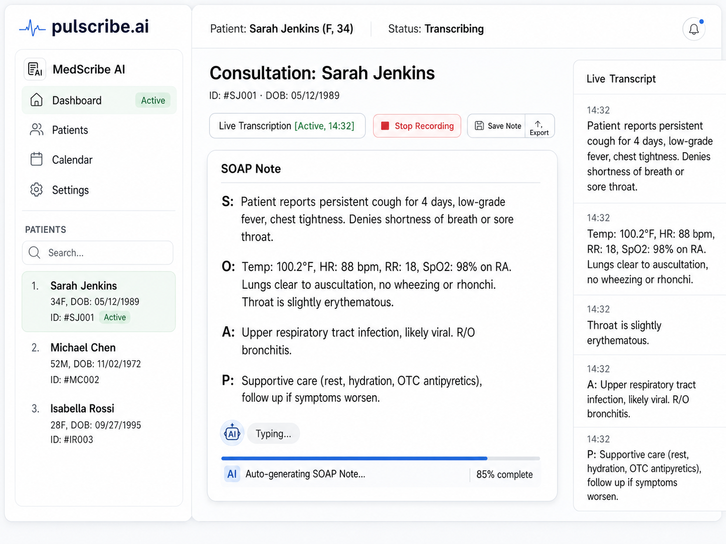 Pulscribe Interface